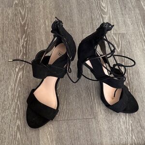 Zara Suede Black Women's Heels